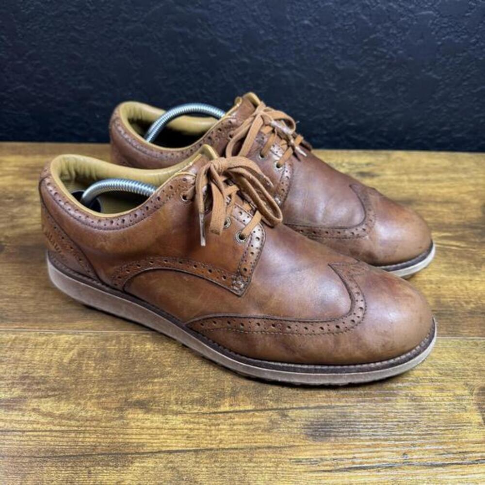Callaway M565-01 Brown Leather Wingtip‎ Spikeless Golf Shoes Mens 10.5